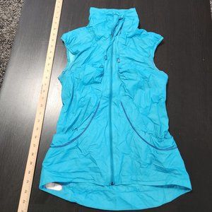 Lululemon Athletic blue Zip Up Lightwei Vest Elastic Waist Pockets Size 2